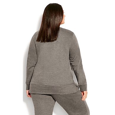 Avenue Women's Plus Size Hi Lo Sweat Top