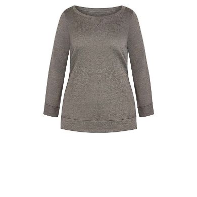 Avenue Women's Plus Size Hi Lo Sweat Top