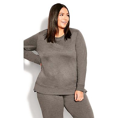 Avenue Women's Plus Size Hi Lo Sweat Top
