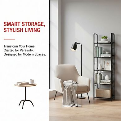 ZUQIETA 4-Tier Freestanding Vertical Storage Organizer, Easy Assembly for Living Room, Bedroom