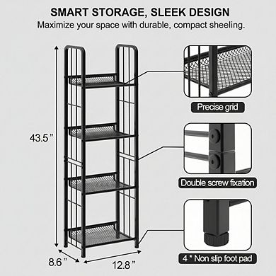 ZUQIETA 4-Tier Freestanding Vertical Storage Organizer, Easy Assembly for Living Room, Bedroom