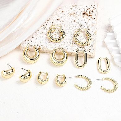 ZUQIETA 6-Pair 14K Gold Hoop Set - Lightweight, Hypoallergenic