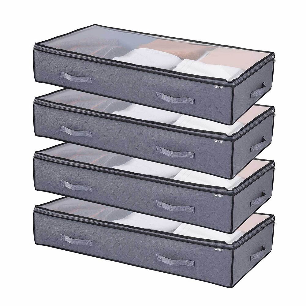 VEVOR Under Bed Storage with Clear Lids, 39.2 x 19.7 x 7.1 Inch, 90L ...