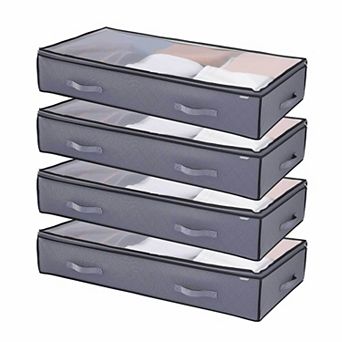 VEVOR Under Bed Storage with Clear Lids, 39.2 x 19.7 x 7.1 Inch, 90L Clothes Storage Containers