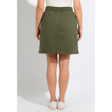Roaman's Women's Plus Size Pull-On Drawstring Cargo Skort