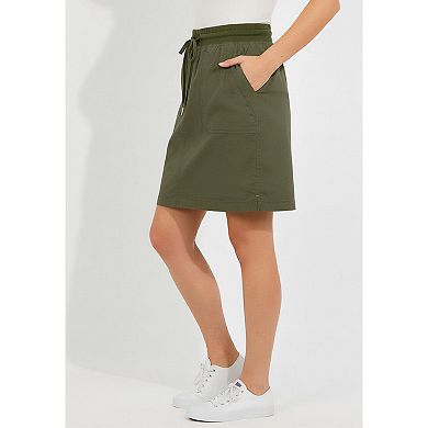 Roaman's Women's Plus Size Pull-On Drawstring Cargo Skort