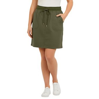 Roaman's Women's Plus Size Pull-On Drawstring Cargo Skort