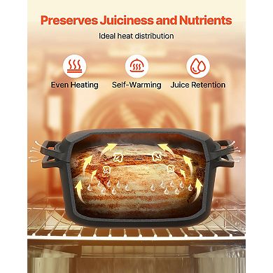 VEVOR Enameled Cast Iron Dutch Oven, 3.5 Quart Pot with Lid and Dual Handles