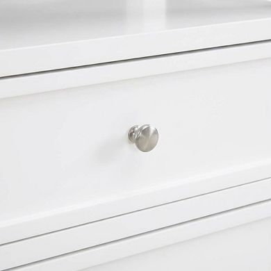 White Bedroom Nightstand with 2 Drawers and Modern Design