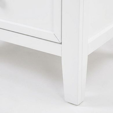 White Bedroom Nightstand with 2 Drawers and Modern Design