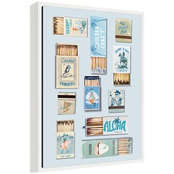 Retro Matchbox Blue Coastal Cowgirl 18x24 FC by Honey Island Studio Framed Canvas Wall Art Print