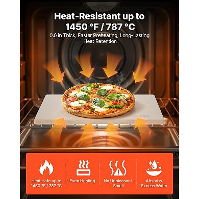 VEVOR Pizza Stone, 15 x 12 in Rectangular Cordierite Pizza Stone, Extra Large Baking-Stone