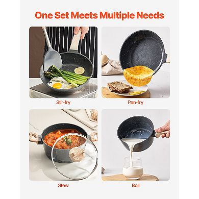 VEVOR 17 Piece Pots and Pans Set Nonstick, Granite Cookware Set, Induction Cookwares