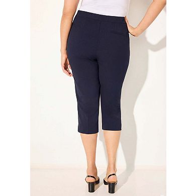 Catherines Women's Plus Size Petite Right Fit Curvy Vent Capri