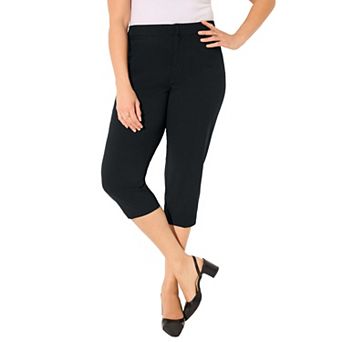 Catherines Women's Plus Size Petite Right Fit Curvy Vent Capri