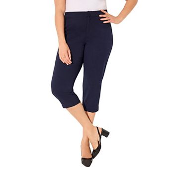 Catherines Women's Plus Size Petite Right Fit Curvy Vent Capri