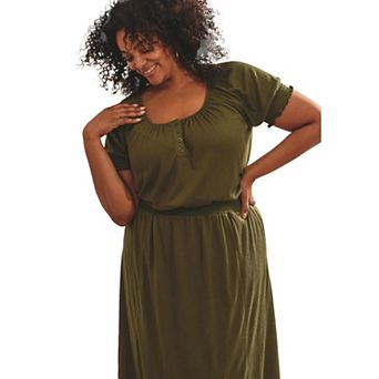 Avenue Women's Plus Size Gauze Puffed Sleeve Top