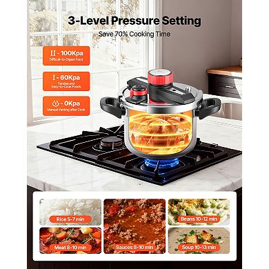VEVOR Pressure Cooker, 6.3Qt Pressure Cooker Stainless Steel, Pressures Canner with Steaming Rack