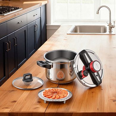VEVOR Pressure Cooker, 6.3Qt Pressure Cooker Stainless Steel, Pressures Canner with Steaming Rack