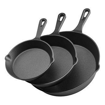 VEVOR Cast Iron Skillet, 3 pc Frying Pan Set (6, 8, 10 in for Oven, Gas, Electrical, Induction