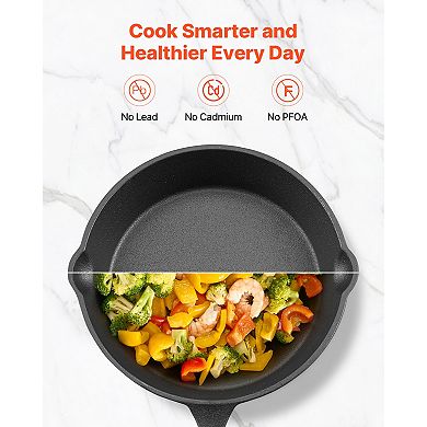 VEVOR Cast Iron Skillet, 3-Piece Frying Pan Set (6, 8, 10 in) for Oven, Gas, Electrical, Induction