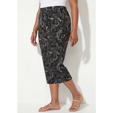 Catherines Women's Plus Size Pull-On Sateen Capri