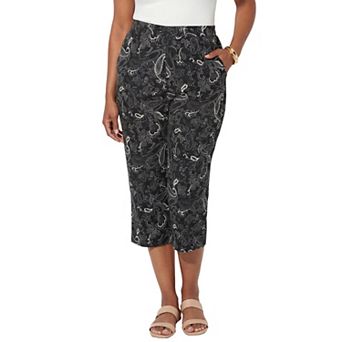 Catherines Women's Plus Size Petite Pull-On Sateen Capri