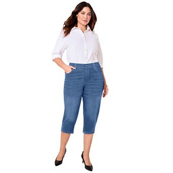 Catherines Women's Plus Size Pull-On Sateen Capri