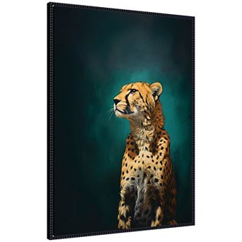 Twilight Teal Leopard by The Creative Bunch Studio Framed Canvas Wall Art Print