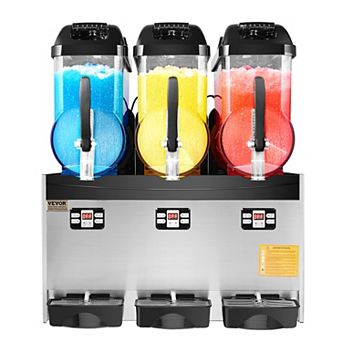 VEVOR Commercial Slushy Machine, 12Lx3 Triple Tank Frozen Drink Machine, 144 cup Stainless Steel