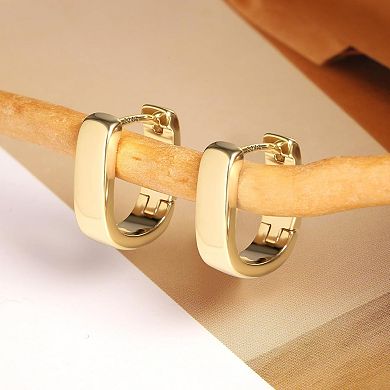 ZUQIETA Gold Plated Huggie Hoops - Hypoallergenic Chunky Small Hoop Earrings