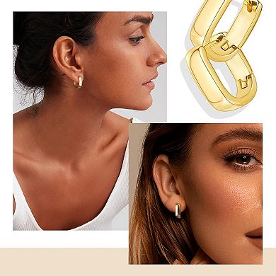 ZUQIETA Gold Plated Huggie Hoops - Hypoallergenic Chunky Small Hoop Earrings