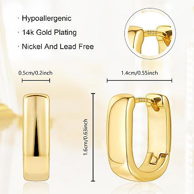 ZUQIETA Gold Plated Huggie Hoops - Hypoallergenic Chunky Small Hoop Earrings