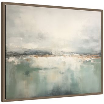 Subtle Abstract Gray Green Horizon by The Creative Bunch Studio Framed Canvas Wall Art Print