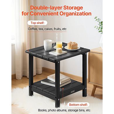VEVOR Outdoor Side Table, 17.72W x 14.96D x 17.32H Inch, Outside End Table ,Black
