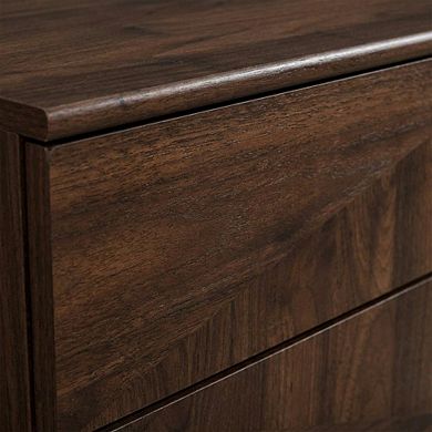 Wood Nightstand with 2 Drawers and Mid-Century Style