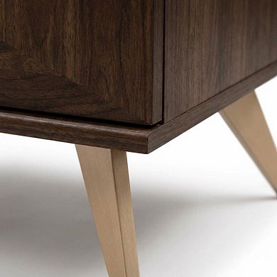 Wood Nightstand with 2 Drawers and Mid-Century Style