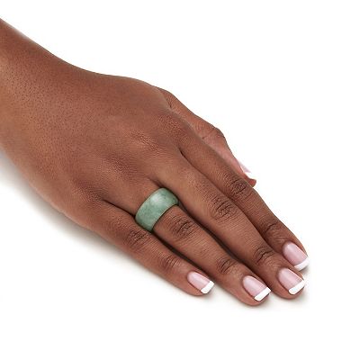 PalmBeach Jewelry Genuine Green Jade Polished Eternity Ring