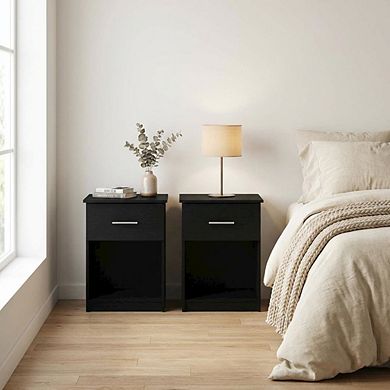 FurniFact Nightstand Set, Single Drawer, Handle, Modern Bedroom Storage Solution