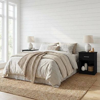 FurniFact Nightstand Set, Single Drawer, Handle, Modern Bedroom Storage Solution