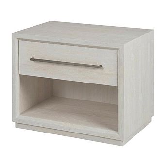 White Oak Finish Modern Nightstand with Drawer Storage