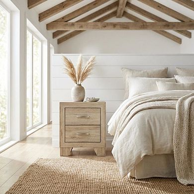 Wood Bedroom Nightstand with Transitional Style and Spacious Surface