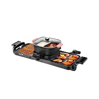 VEVOR Hot Pot with Grill, 2300W 2-in-1 Electric Smokeless Grill and Hot Pot, Indoor Korean BBQ
