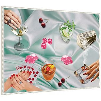 Poker Night Green by Honey Island Studio Framed Canvas Wall Art Print