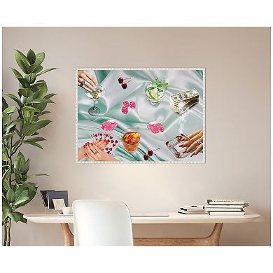 Poker Night Green by Honey Island Studio Framed Canvas Wall Art Print
