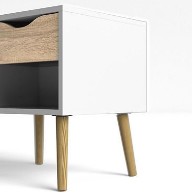 White Nightstand with Drawer - Modern Small Nightstand for Bedrooms