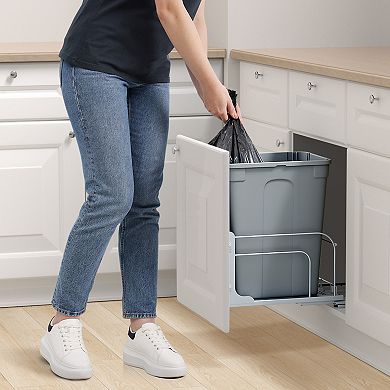 VEVOR Pullout Trash Can for Kitchen Cabinets, 35 QT Garbage Waste Recycling Bin