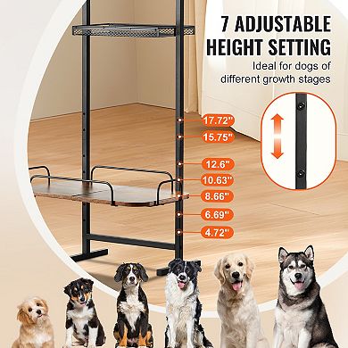 VEVOR Pet Feeding Station with Storage, Elevated Dog Bowls, Raised Dog Bowl Stand