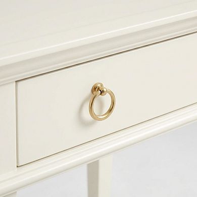 White Wooden Nightstand with 2 Drawers and Tray Top for Bedroom Decor