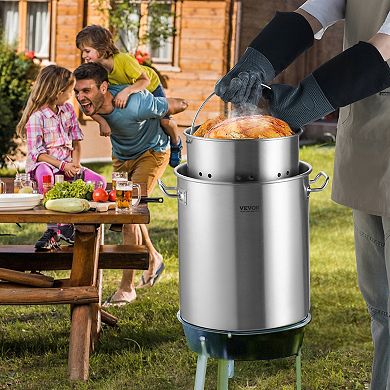 VEVOR Stainless Steel Stockpot, 42 Quart Large Cooking Pots, with Basket, Lid, and Handle